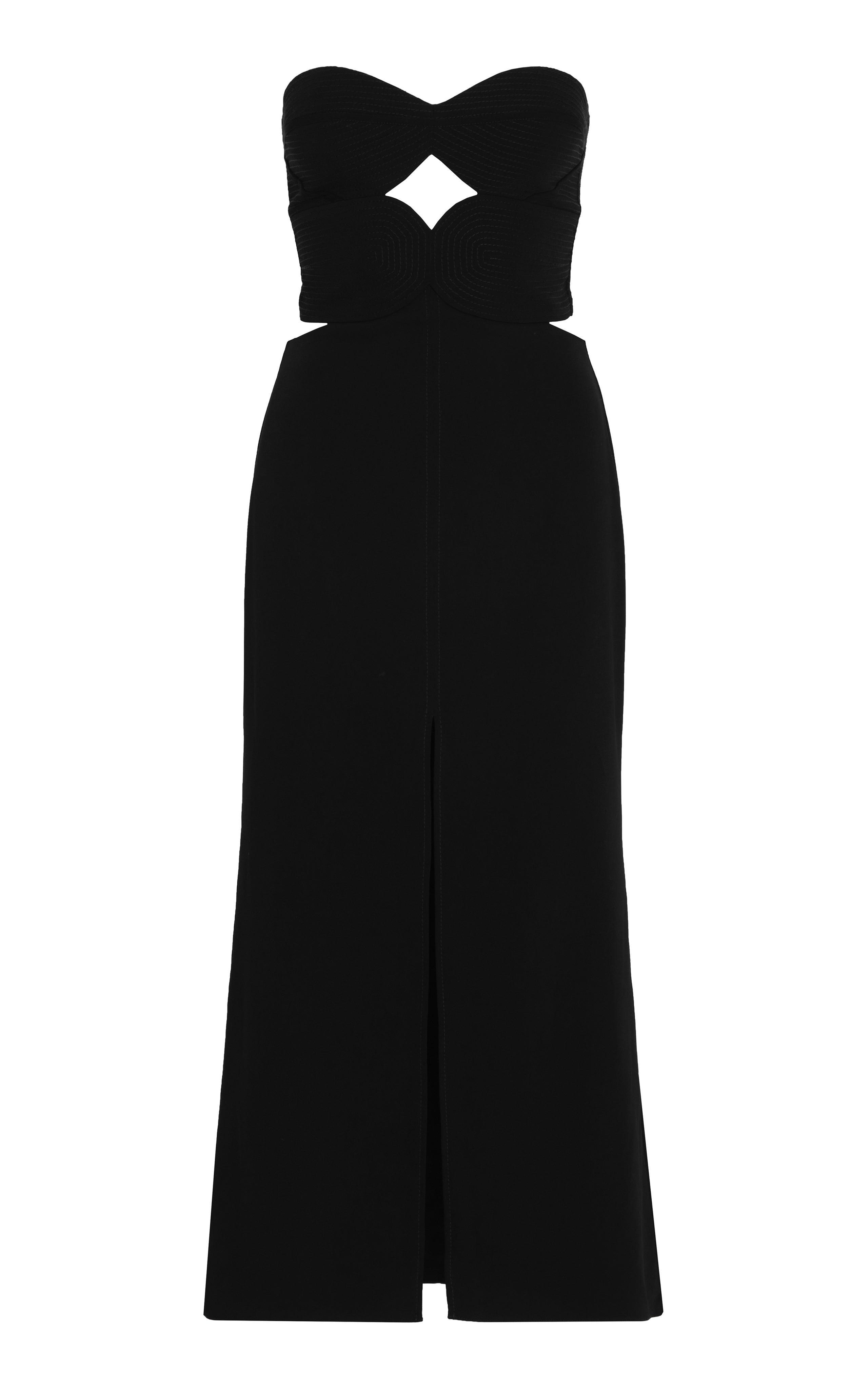 JOHANNA ORTIZ Puntadas Liricas Cutout Crepe Midi Black Dress - House Of Huntington