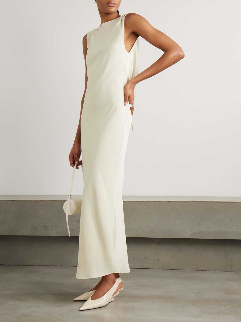 St Agni Dove Ivory Draped Cowl Dress