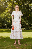 NEEDLE AND THREAD Floral Print Tiered Hem Organic Cotton Midi Dress - House Of Huntington