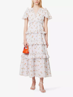 NEEDLE AND THREAD Floral Print Tiered Hem Organic Cotton Midi Dress - House Of Huntington