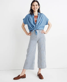 Madewell Emmett Wide-Leg Crop Pants Trousers in Herringbone Railroad Stripe - House Of Huntington