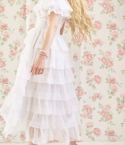 Amy Jane London White Aurelia Bardot Tiered Maxi Dress - House Of Huntington