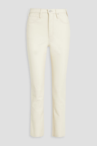 FRAME Le High 'n' Tight Stretch-Leather Straight-Leg White Pants Trousers - House Of Huntington