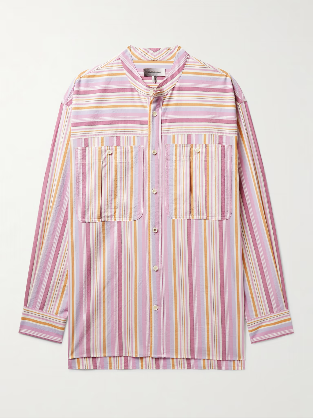 Isabel Marant Herren Taylori Hemd aus gestreifter Baumwollpopeline mit Grandad-Kragen