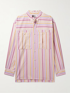 Isabel Marant Herren Taylori Hemd aus gestreifter Baumwollpopeline mit Grandad-Kragen