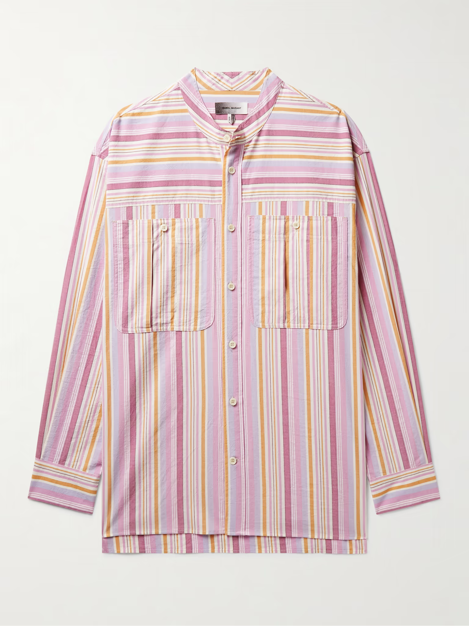 Isabel Marant Herren Taylori Hemd aus gestreifter Baumwollpopeline mit Grandad-Kragen
