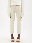 Raey Cream Ivory Organic-Cotton Straight Leg High Waist Crop Jeans - House Of Huntington