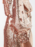 Raquel Diniz Rose Gold Sparkly Tais Plunge-neck Sequinned Dress