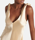 Gabriela Hearst Bow Tie-Up Strap Silk Satin Champagne Arrow Top