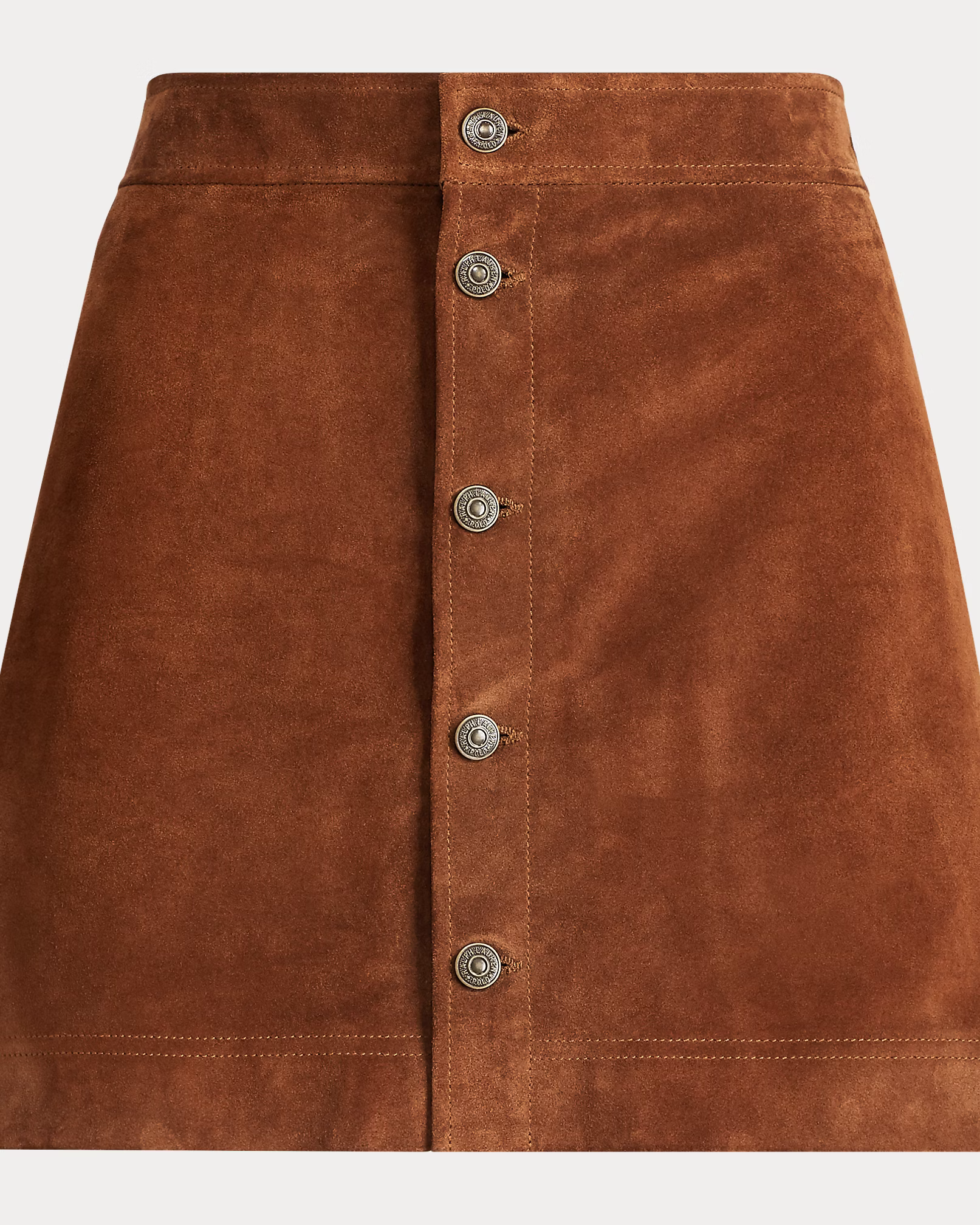 Polo Ralph Lauren Suede Buttoned Brown Miniskirt