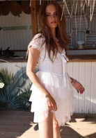 Amy Jane London White Sofia Lace Coquette Corset Style Ballerina Tulle Hem Mini Dress - House Of Huntington