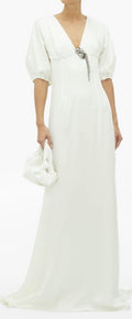 Julie De Libran Bridal White Puff Sleeve Wedding Dress