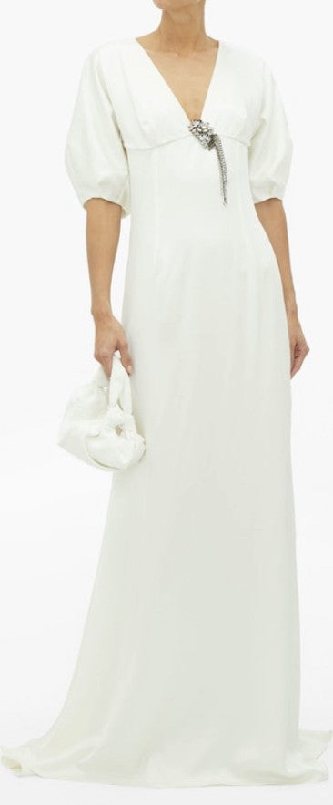 Julie De Libran Bridal White Puff Sleeve Wedding Dress