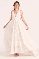 LoveShackFancy Bridal White Romantic Lace Bow Back Wedding Gown - House Of Huntington