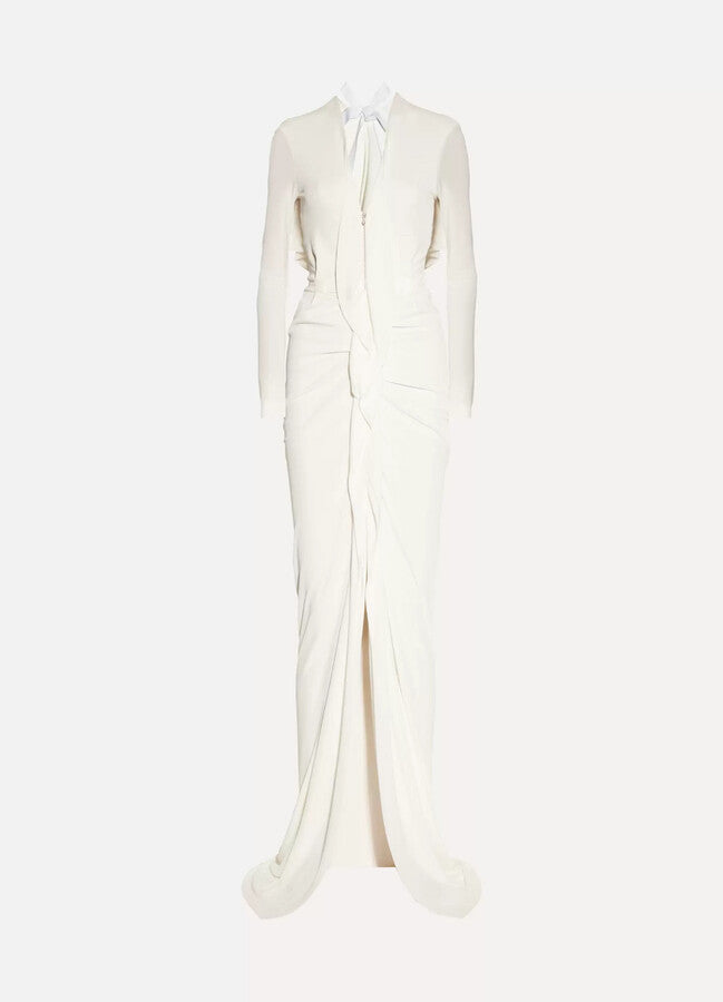 16ARLINGTON Marfil Blanco Minelli Feather Trim Crepe Netted Detalle Vestido de Novia Sin Tirantes