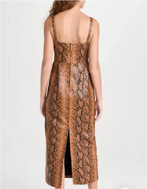 Kitri Ursula Snakeskin Brown Vinyl Midi Dress
