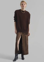 The Frankie Shop Kacey Brown Satin Split Front Midi Skirt