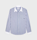 Sporty & Rich Blue Striped Cotton Poplin Oversized Shirt