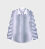 Sporty & Rich Blue Striped Cotton Poplin Oversized Shirt