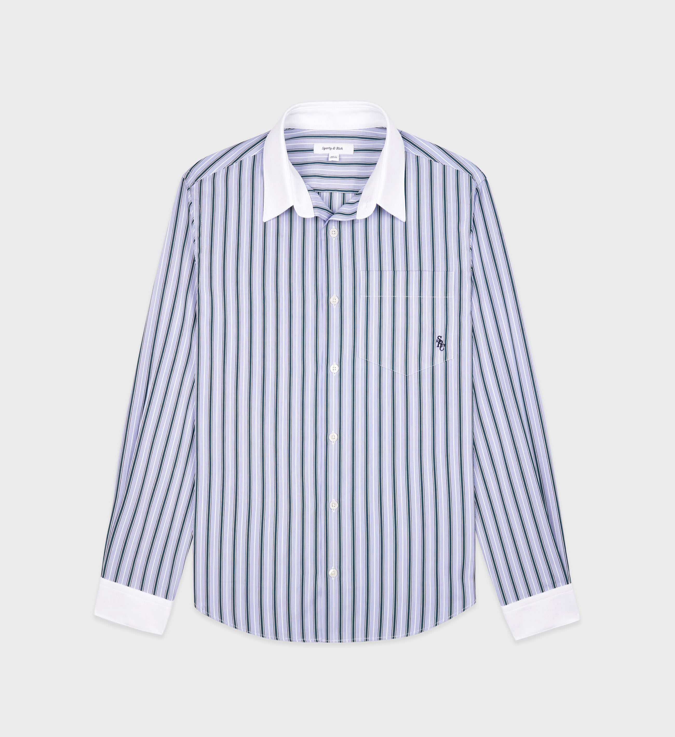 Sporty & Rich Blue Striped Cotton Poplin Oversized Shirt