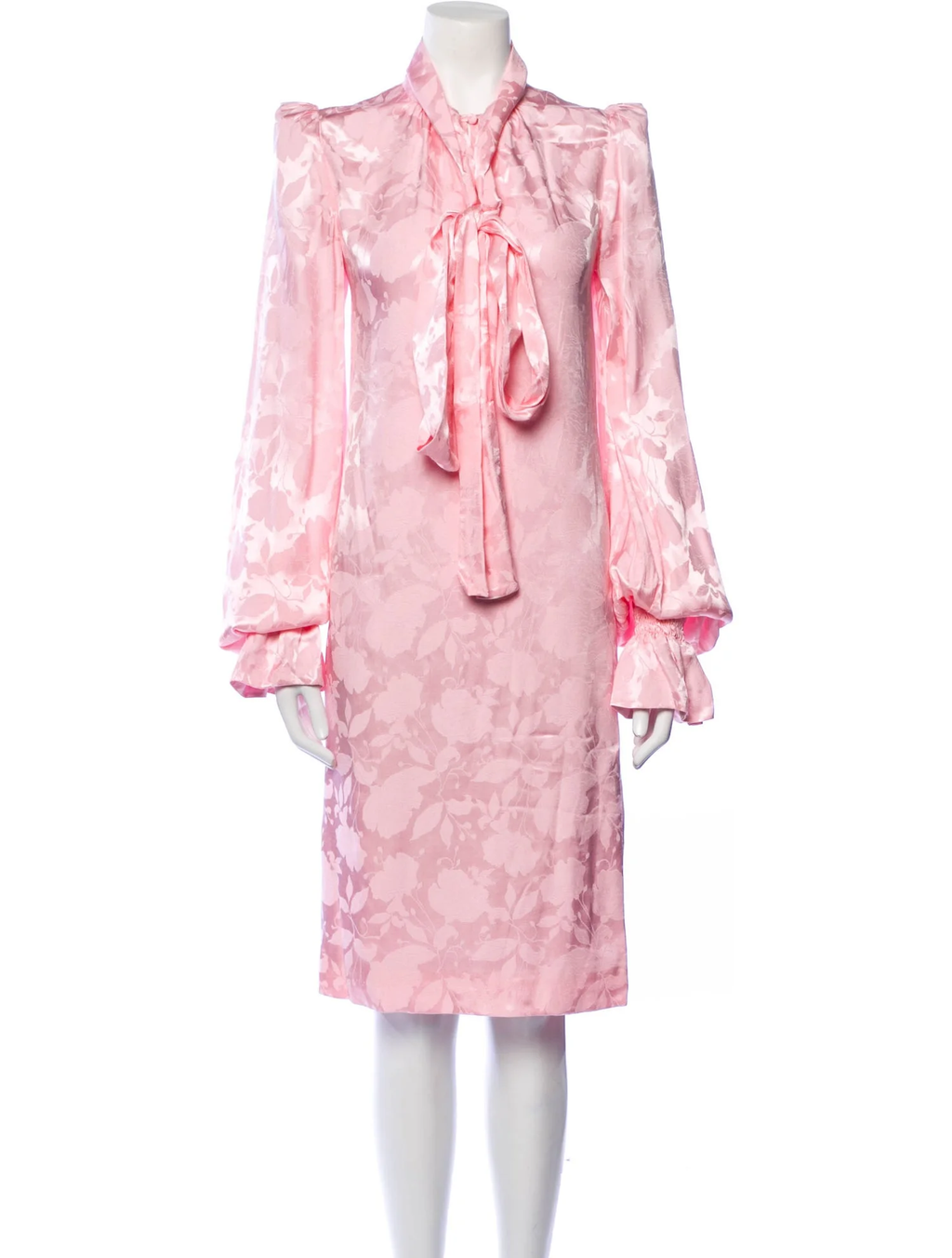 The Vampire's Wife Storm From The Shelter Pink Floral Satin Long Sleeve Dress - House Of Huntington