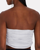 GAUGE81 Sesis Strapless Ruched Jersey Silver Top - House Of Huntington