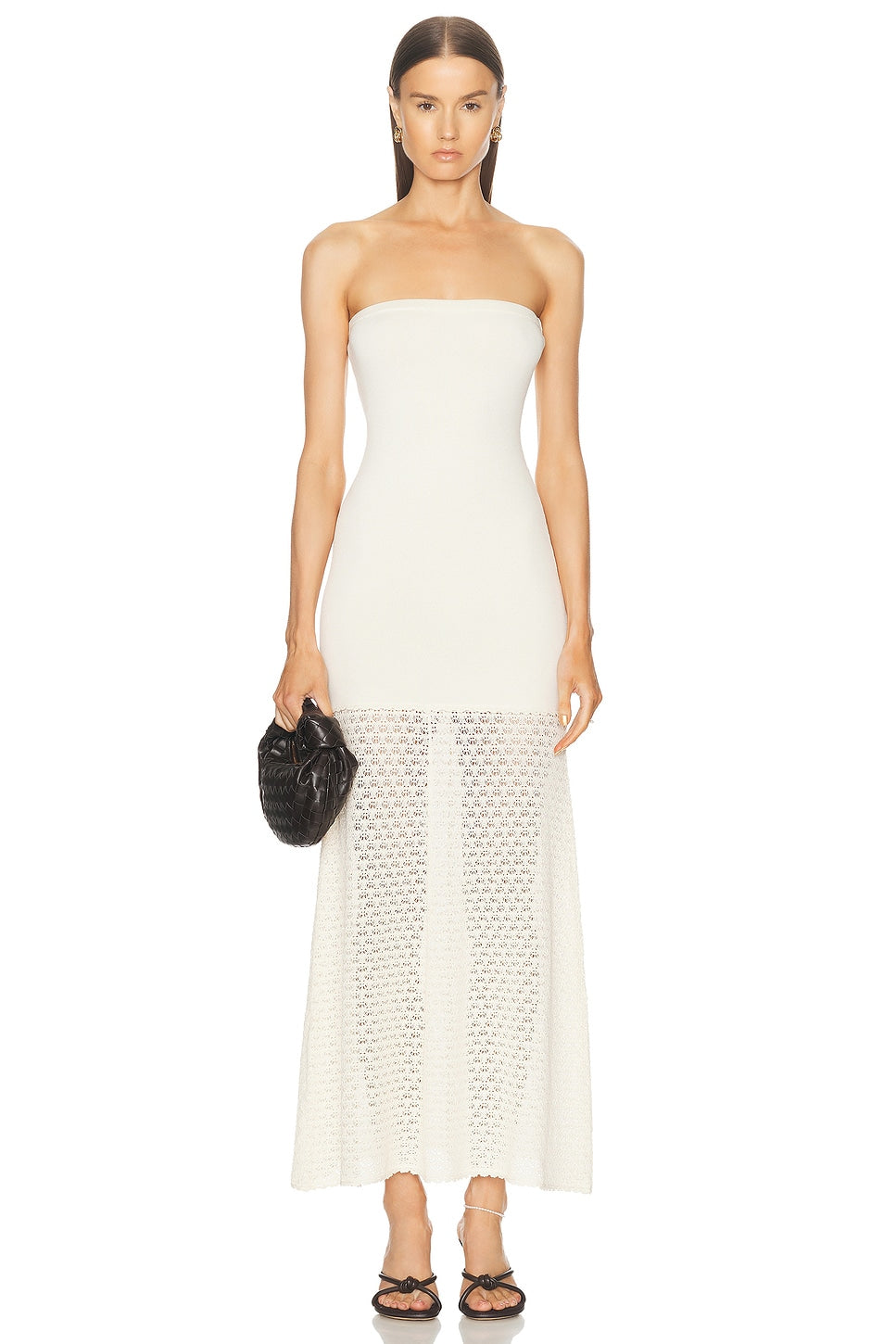 POSSE Romy Cremefarbenes Maxikleid aus Häkelstrick
