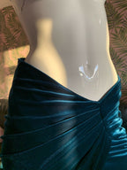 Alexandre Vauthier Emerald Green Velvet High Leg Ruched Bodycon Festive Party Skirt - House Of Huntington