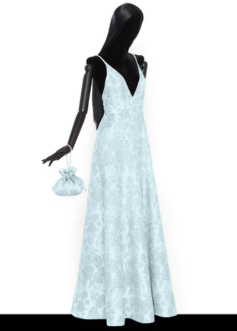 The Vampire's Wife Blue Glinda Floral Brocade - House Of Huntington