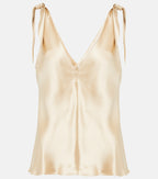 Gabriela Hearst Bow Tie-Up Strap Silk Satin Champagne Arrow Top