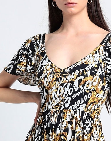 Versace Jeans Couture Allover Brand Logo Print Baroque Mini Playsuit