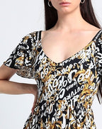 Versace Jeans Couture Allover Brand Logo Print Baroque Mini Playsuit