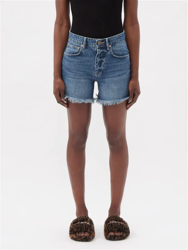 Raey Comet Mid-Rise Long Organic Cotton Denim Shorts - House Of Huntington
