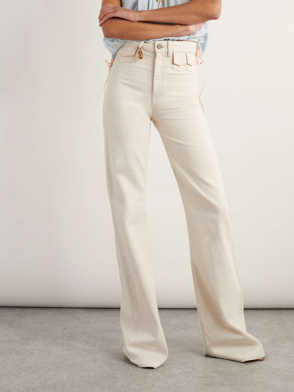 Chloe Runway White High Rise Flared Denim Jeans