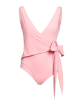 LISA MARIE FERNANDEZ Pink Wrap-Tie Side The Dree Louise Crepe V-Neck Swimsuit - House Of Huntington