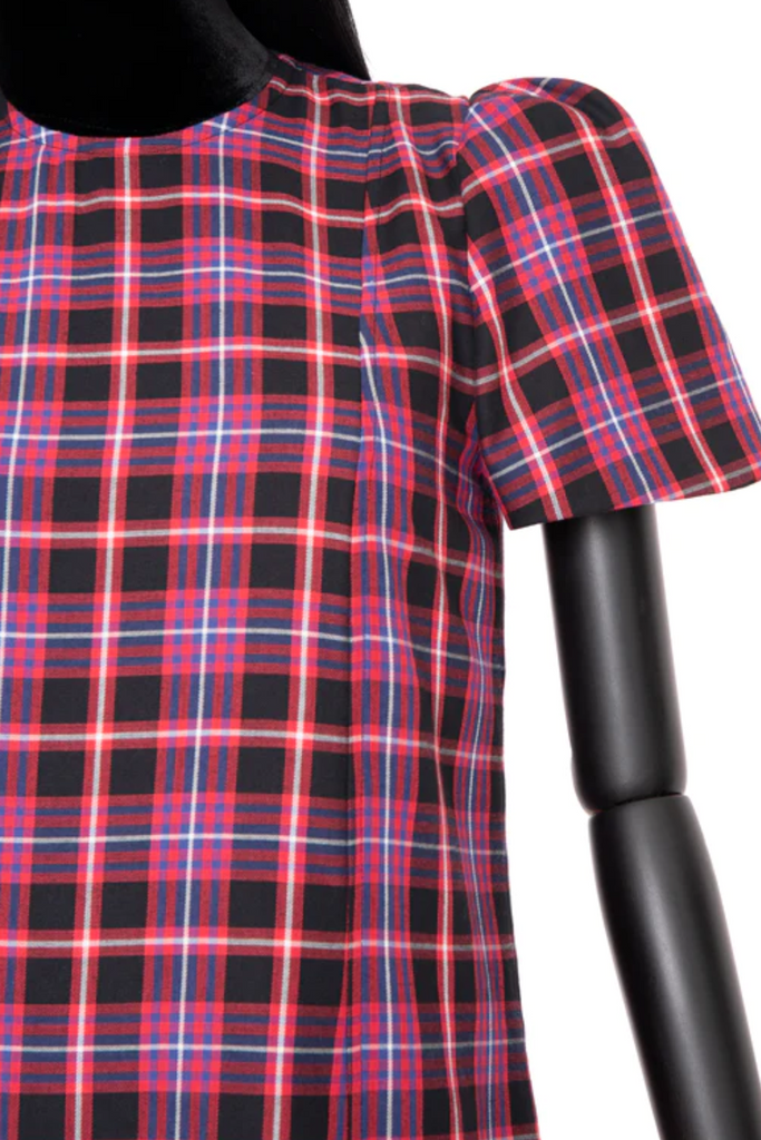 The Vampire's Wife The Wilma Red Tartan Plaid Check Print Shift Dress - House Of Huntington