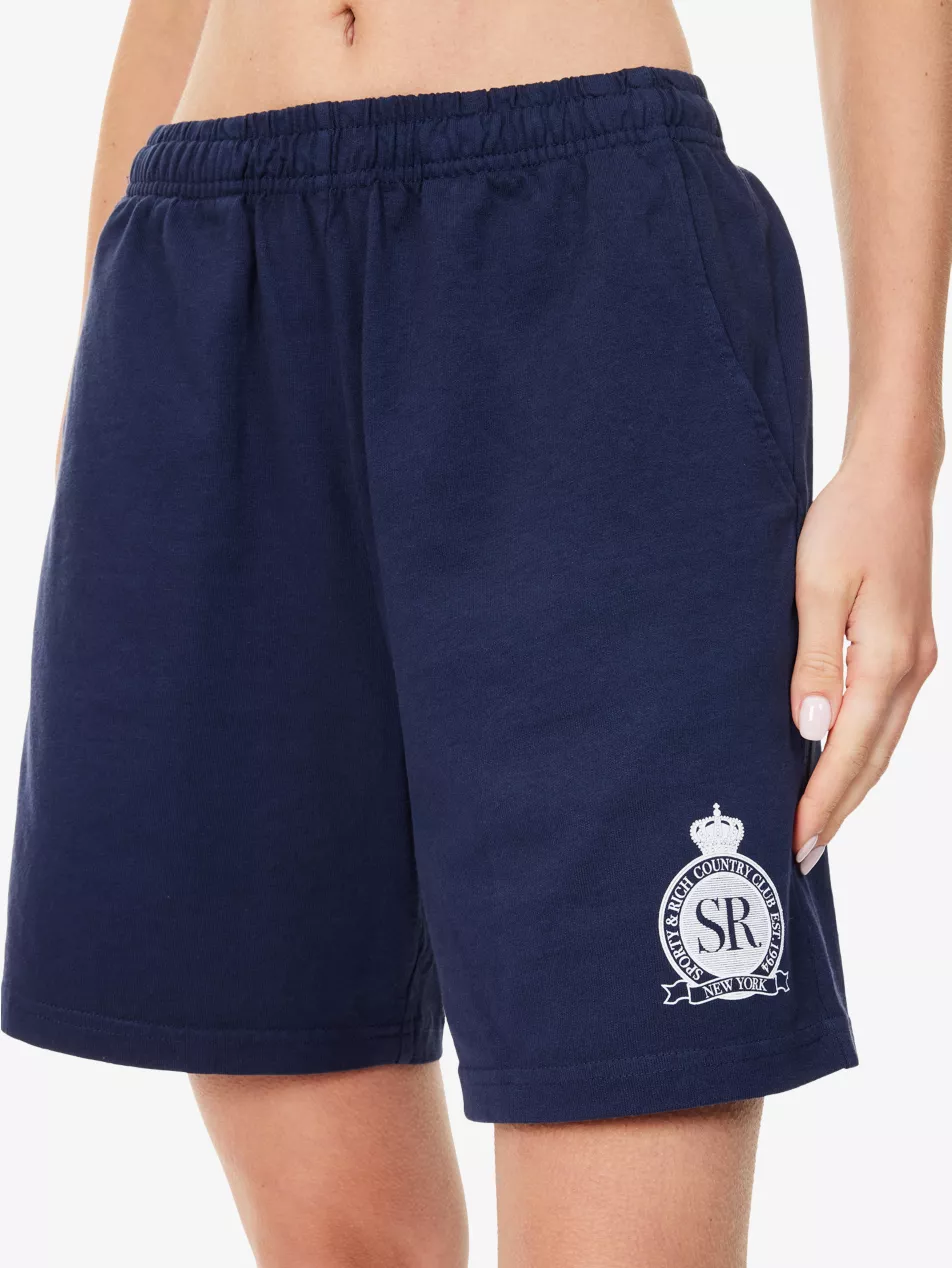 Sporty & Rich Royal Club Cotton Navy Gym Shorts