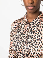 Forte Forte Twilight Leopard Print Collared Satin Midi Dress