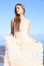 Amy Jane London Iris Dusty Corset Bodice Ruffle Tulle Layered Fairytale Gown - House Of Huntington