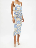 AHLUWALIA Augusta Blue Ruched Check Print Silk Dress - House Of Huntington