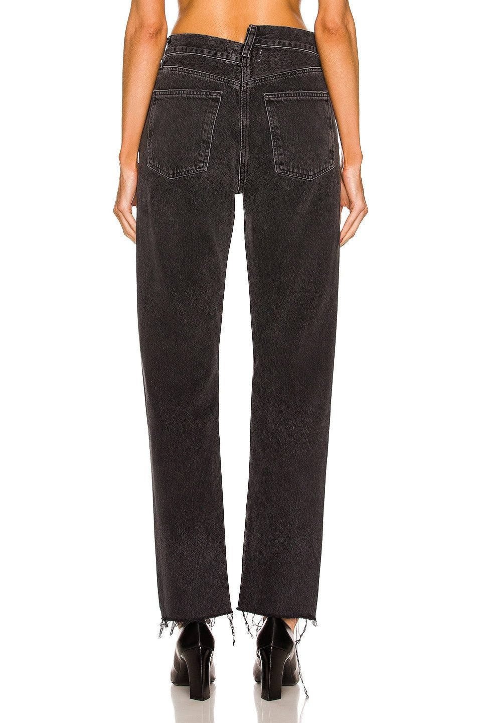 Agolde Criss Cross Waist Straight Leg Black Jeans