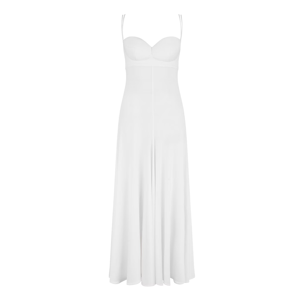Magda Butrym Rose White Sweetheart Midi Dress
