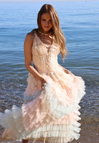 Amy Jane London Iris Dusty Corset Bodice Ruffle Tulle Layered Fairytale Gown - House Of Huntington