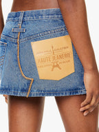 Mini-jupe en jean à grand logo Jean Paul Gaultier Haute Jeanerie