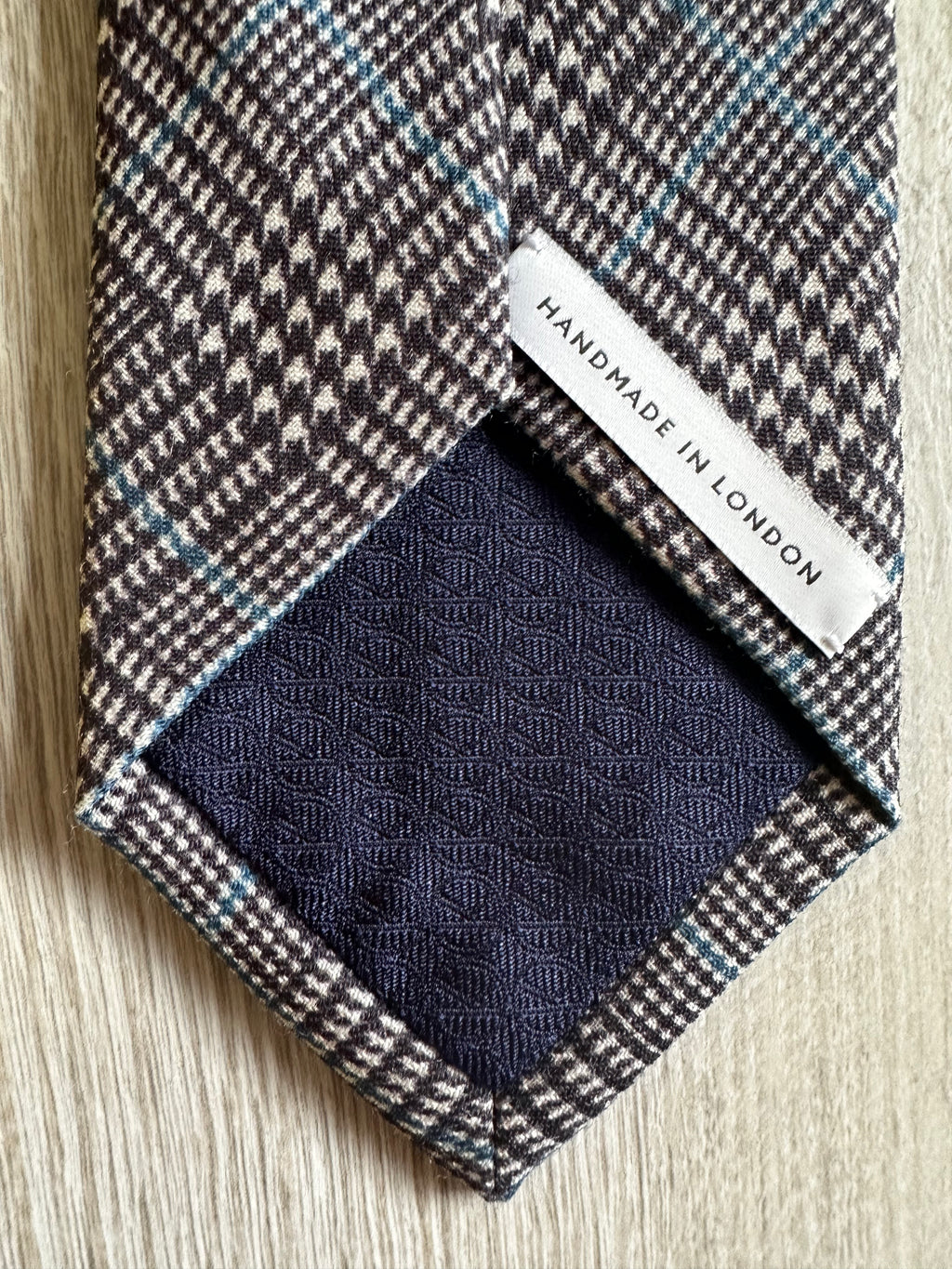 Drake's X Kingsman Prince Of Wales Check Grey Wool Tie - House Of Huntington