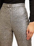 Isabel Marant Leopard Print Etienne Metallic Skinny Lambskin Leather Trousers