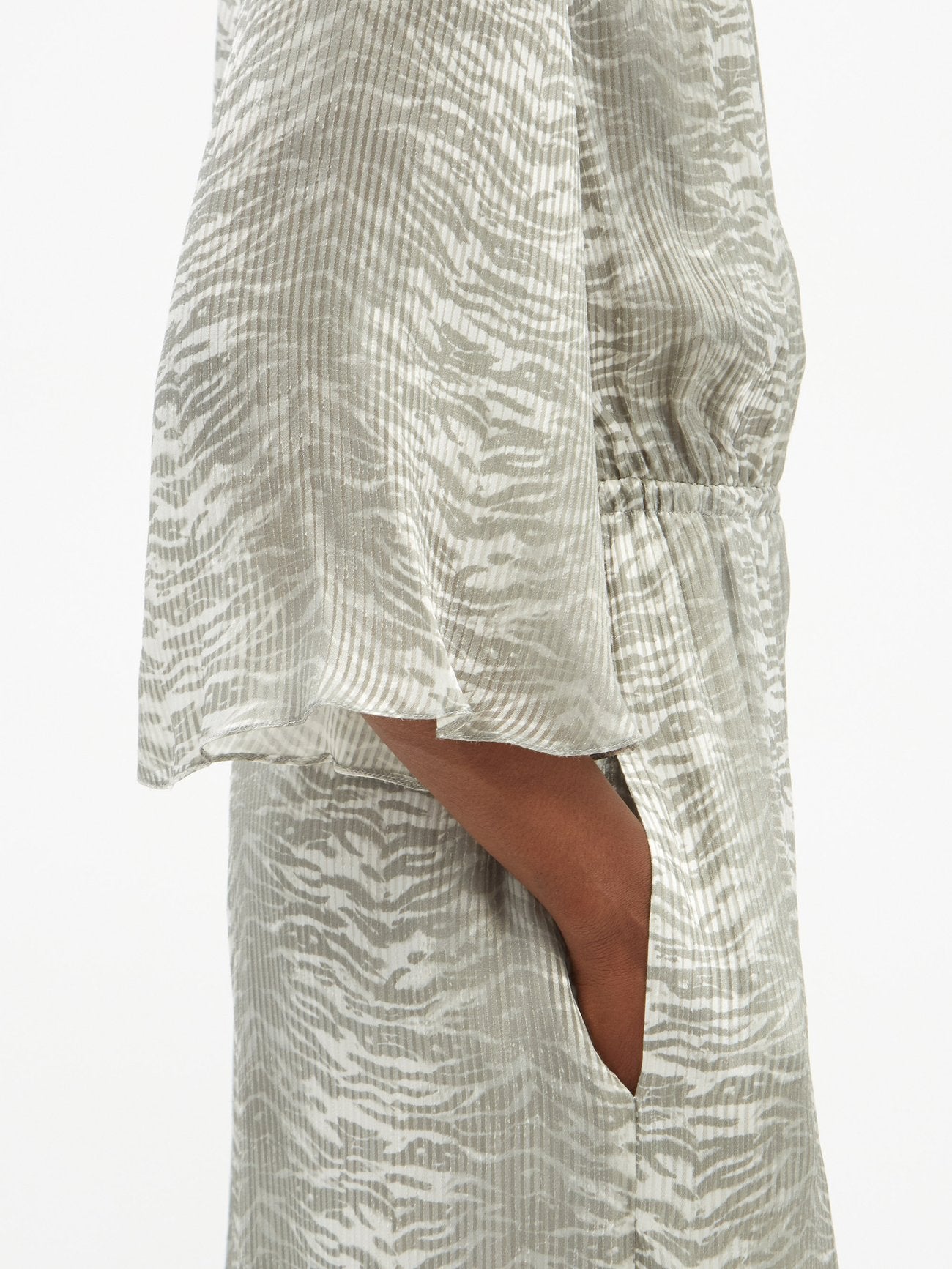 RAEY Grey Silk Blend Tiger-Devoré Jumpsuit - House Of Huntington