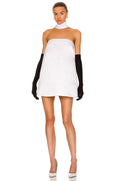 Maximilian Davis White Duchesse Sash Scarf Collar Neck Strapless Racerback Satin Mini Dress - House Of Huntington
