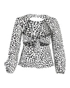 Rixo London Elyse Animal Print Long Sleeve Blouse