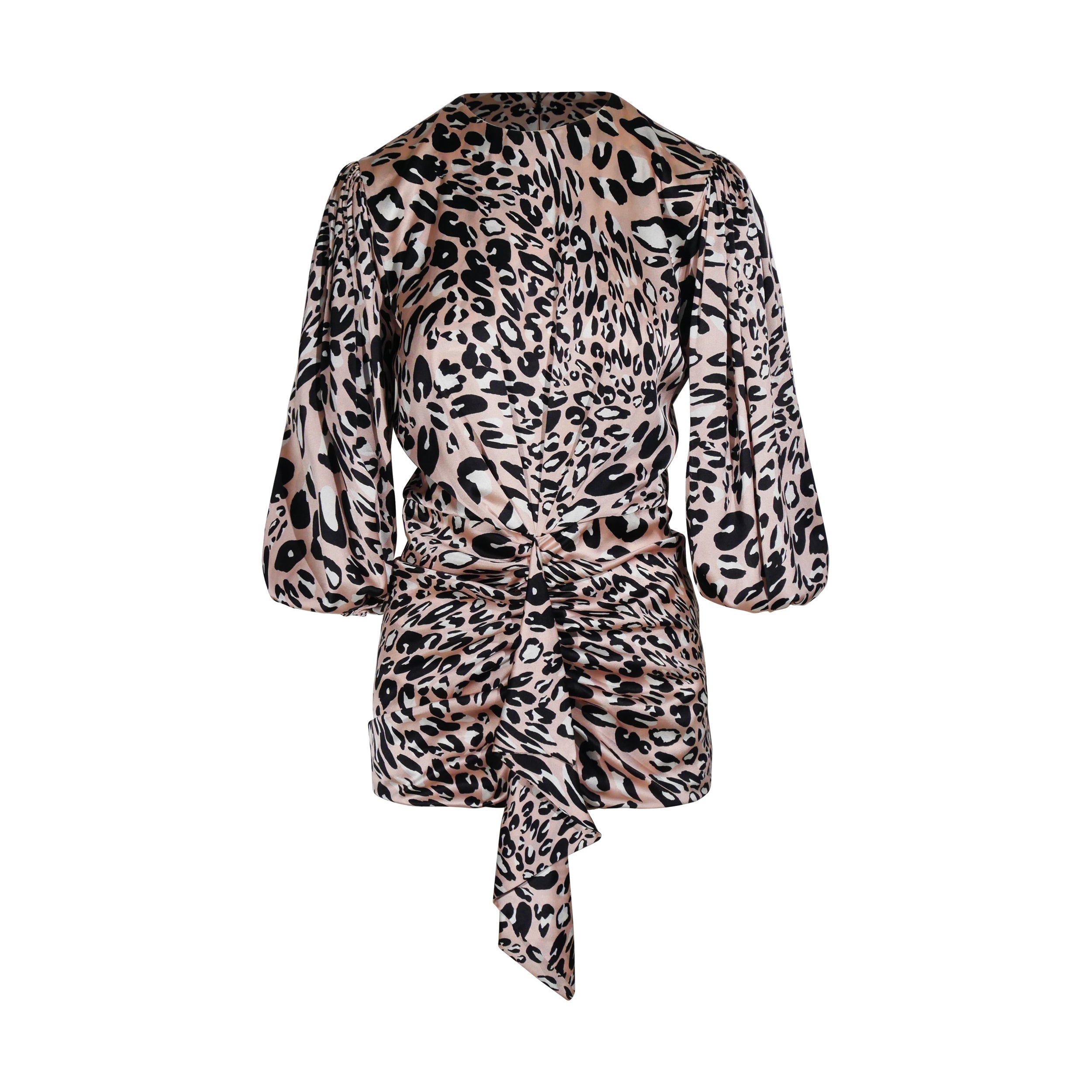 Alexandre Vauthier – Rosa Minikleid aus Seide mit Leopardenmuster und drapierter Rüschenfront